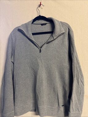 Massimo Dutti Men's Light Gray Quarter Zip Sweater